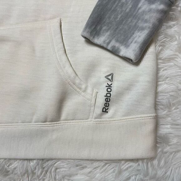 REEBOK White Grey Scoop Neck Cotton Hoodie Sweatshirt Size Medium - Picture 5 of 9